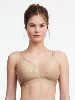 Beige Brown Chantelle C Magnifique Full Bust Wirefree Women Bras | HFW2751XX