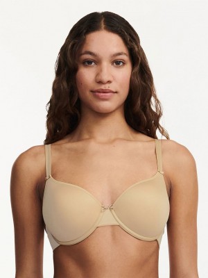 Beige Chantelle Basic Invisible Smooth Support Women T-Shirt Bra | GTB4042KU