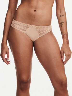 Beige Chantelle Impression Lace Women Bikini Bottoms | HJM4796CH