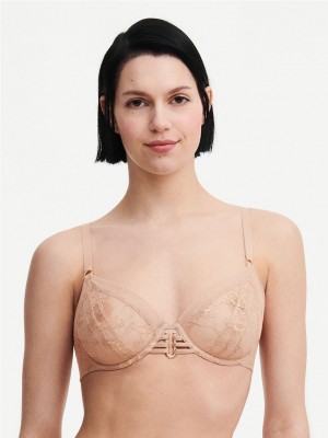 Beige Chantelle Impulse Plunge Underwire Women Bras | YGT3635ZO