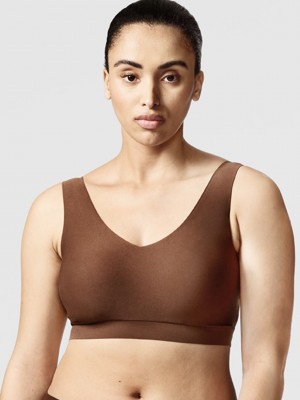 Beige Chantelle SoftStretch Padded V-Neck Women Sports Bra | ZLP577JC