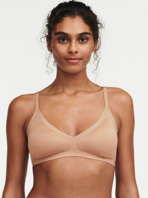 Beige Chantelle SoftStretch Stripes Women Bralettes | WBJ1384RF