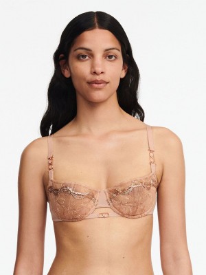 Beige Chantelle Xtravagant Lace Lightly Lined Bandeau Women Bras | TRM5739UQ