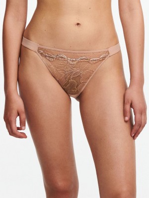 Beige Chantelle Xtravagant Lace Women Thong Panty | NDX5536DE