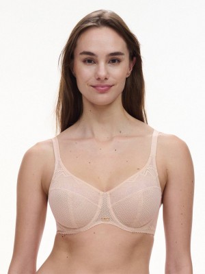 Beige Pink Chantelle Origins Lace Full Coverage Underwire Women Bras | HDH9660NX