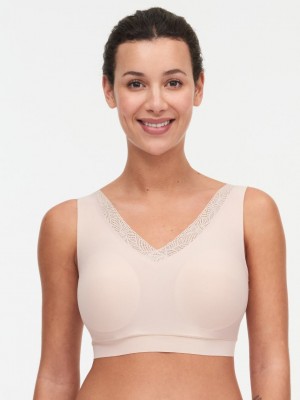 Beige Pink Chantelle SoftStretch Padded Top with Hook and Eye Women Sports Bra | ZKO8345LR