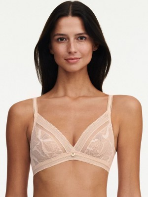 Beige Pink Chantelle True Lace Wireless Women Bras | UST6592TU