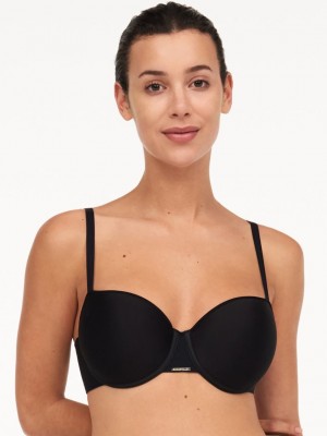 Black Chantelle Bare Essential Custom Fit Women T-Shirt Bra | DWY1287TQ