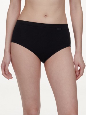 Black Chantelle Cotton Comfort High Waist Women Briefs | MQH8184HJ