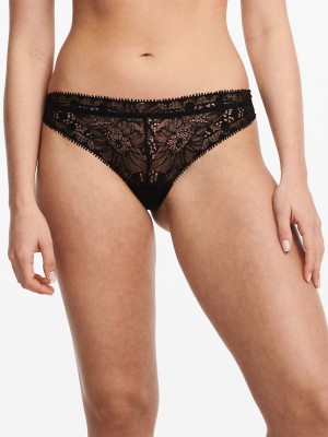 Black Chantelle Day to Night Women Thong Panty | UTG1239XA