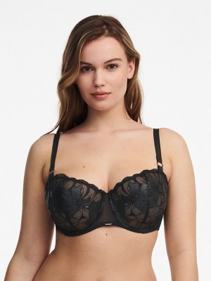 Black Chantelle Fleurs Signature Demi Women Bras | RBR2393YX