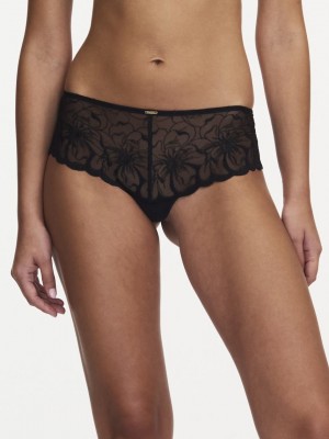 Black Chantelle Fleurs Women Hipster Panty | PCA5446OJ