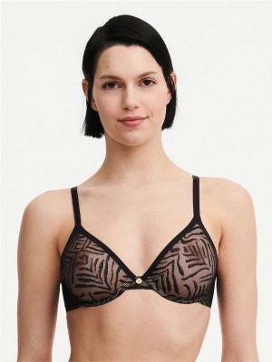 Black Chantelle Graphic Allure Sheer Underwire Women Unlined Bra | CFM184XD