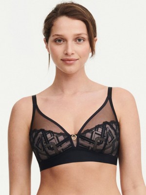 Black Chantelle Graphic Support Lace Wireless Women Bras | TYQ9768HX