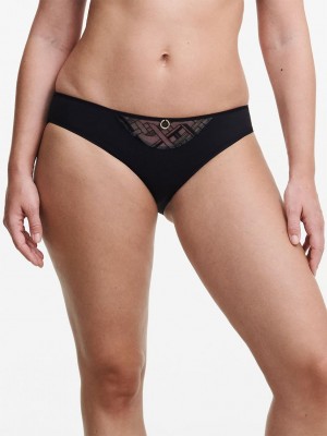 Black Chantelle Graphic Support Women Bikini Bottoms | YLO155WA