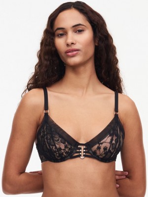 Black Chantelle Impulse Plunge Underwire Women Bras | LWY8013YV