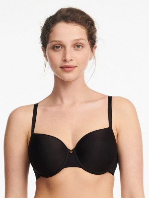 Black Chantelle Lucie Lace Sexy Comfort Women T-Shirt Bra | GXT253TQ