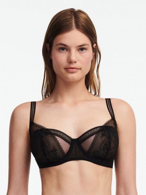 Black Chantelle Maddie Demi Women Bras | KXL7071VD