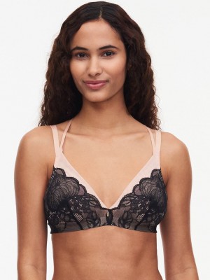 Black Chantelle Midnight Flowers Wireless Women Bras | SKK711GI