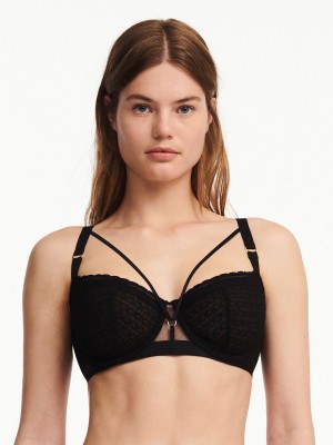 Black Chantelle Monogram Demi Women Unlined Bra | ZZX3568MZ