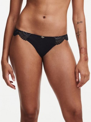 Black Chantelle Mystic Dream Lace Women Thong Panty | UZN4182FD