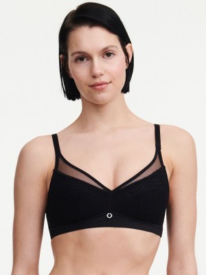 Black Chantelle Naya Lace Wireless Women Unlined Bra | NRP8412NX