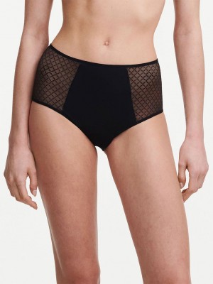 Black Chantelle Norah Chic High Waist Full Women Briefs | YZZ193LJ