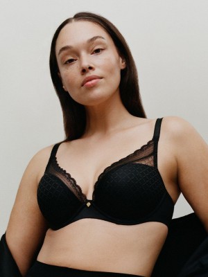 Black Chantelle Norah Chic Plunge Women T-Shirt Bra | MZJ338YT