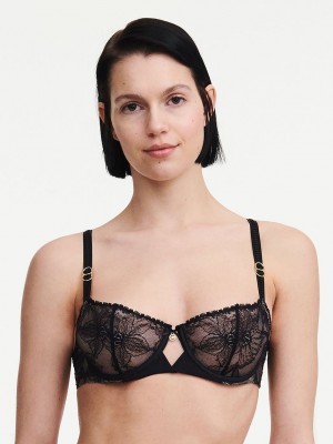 Black Chantelle Orchids Demi Women Bras | VAP749LR