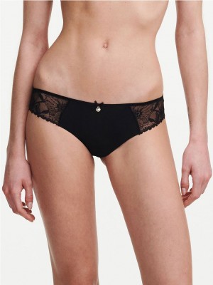 Black Chantelle Orchids Women Briefs | CVU2791VD