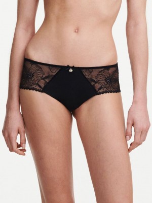 Black Chantelle Orchids Women Hipster Panty | PWU884BZ