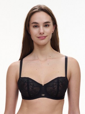 Black Chantelle Origins Lace Demi Women Unlined Bra | AJT9258VS