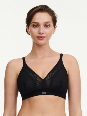 Black Chantelle Origins Lace Full Support Wireless Women Bras | BET281SA