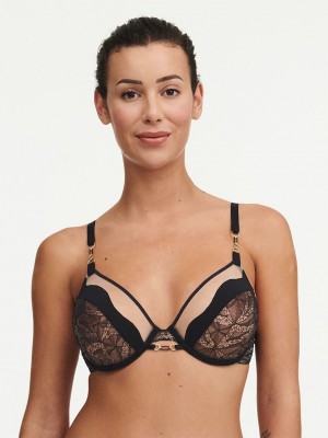 Black Chantelle Spark Lace Underwire Women Unlined Bra | LGH8071YI