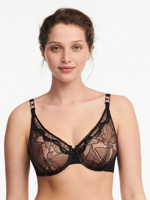 Black Chantelle Xtravagant Lace Underwire Women Unlined Bra | XKP5061NS