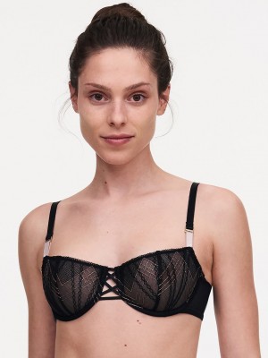 Black Pink Chantelle Memento Lace Demi Women Unlined Bra | YYF2311BE