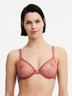 Brown Chantelle Graphic Allure Sheer Underwire Women Unlined Bra | YLD2399ZW