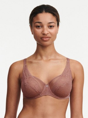 Brown Chantelle Naya Lace Underwire Women Unlined Bra | RVY9511DK