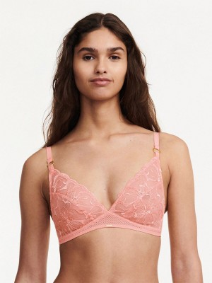 Coral Chantelle Fleurs Wirefree Women Bras | EBS4158QM