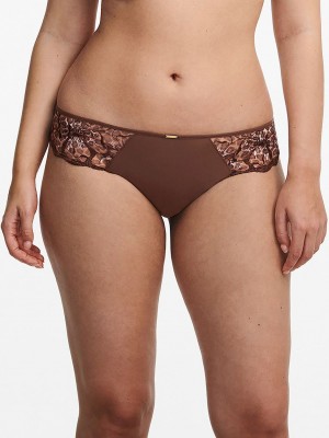 Dark Brown Leopard Chantelle Fleurs Women Bikini Bottoms | OJJ9870WL