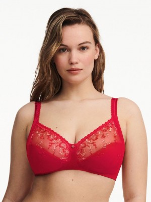 Deep Red Coral Chantelle Every Curve Full Coverage Wireless Women Bras | DDQ7448QW