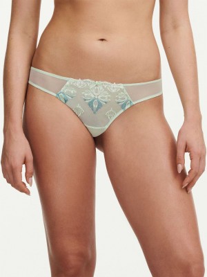 Green Chantelle Champs Elysees Lace Women Thong Panty | UGA5741KO