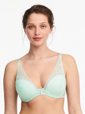 Green Chantelle Maddie Plunge Women T-Shirt Bra | HJE4314LT