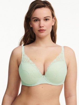 Green Chantelle Orangerie Dream Lace Contour Plunge Women Bras | CRA5738FI