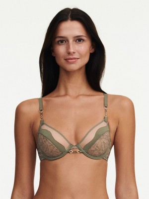 Khaki Green Chantelle Spark Lace Underwire Women Unlined Bra | TUM6170QB