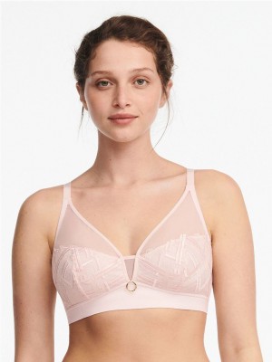 Pink Chantelle Graphic Support Lace Wireless Women Bras | SAY979EA