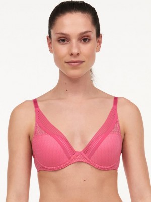 Pink Chantelle Manhattan Plunge Women T-Shirt Bra | RZR5263GE