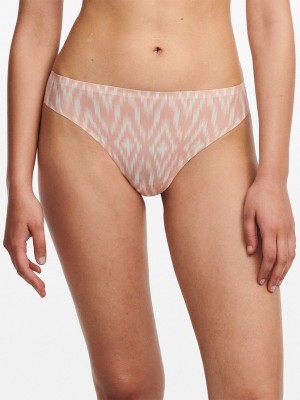 Pink White Chantelle SoftStretch Women Thong Panty | VIF8038FO