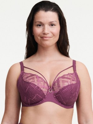 Purple Chantelle Graphic Support Lace Full Coverage Women Unlined Bra | JLC4475CF