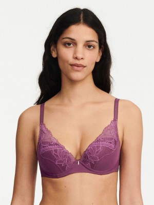 Purple Chantelle Orangerie Dream Lace Contour Plunge Women Bras | SVR5514TO